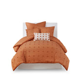 Chenille Poms Cotton Comforter/Duvet Cover Set, Rust