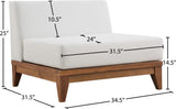 Rio Modular Armless Chair in Off-White Waterproof Fabric - Stylish Acacia Wood for Outdoor Bliss