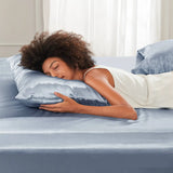 Wholesale Wrinkle-Free Luxury Satin Pillowcases, Blue [Set of 2]