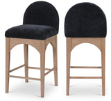 Waldorf Stool - Elegant Art Deco Chenille Fabric Counter Height Stool with Solid Ash Wood Design