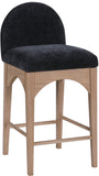 Waldorf Stool - Elegant Art Deco Chenille Fabric Counter Height Stool with Solid Ash Wood Design