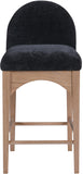 Waldorf Stool - Elegant Art Deco Chenille Fabric Counter Height Stool with Solid Ash Wood Design