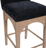 Waldorf Stool - Elegant Art Deco Chenille Fabric Counter Height Stool with Solid Ash Wood Design