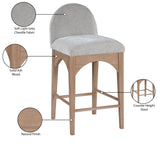 Waldorf Stool - Elegant Art Deco Chenille Fabric Counter Height Stool with Solid Ash Wood Design