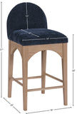 Waldorf Stool - Elegant Art Deco Chenille Fabric Counter Height Stool with Solid Ash Wood Design