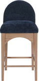 Waldorf Stool - Elegant Art Deco Chenille Fabric Counter Height Stool with Solid Ash Wood Design