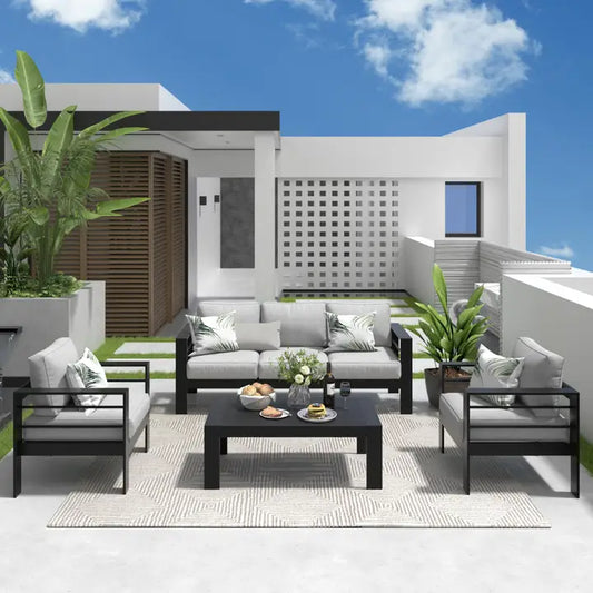 4 Pcs Aluminum Patio Furniture Set, Outdoor Conversation Set