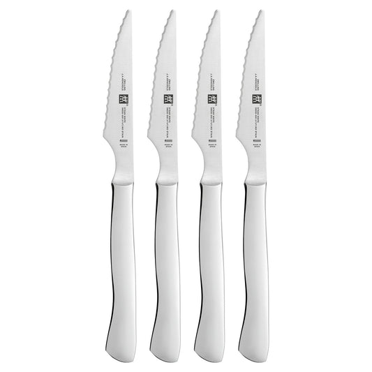 ZWILLING 4-pc Stainless Steel Serrated Steak Knife Set, made in Spain