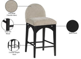 Waldorf Stool - Elegant Chenille Fabric Counter Height Stool with Solid Ash Wood and Black Finish