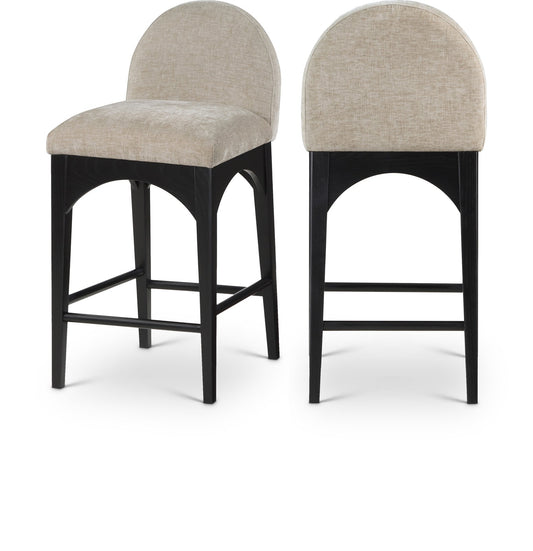 Waldorf Stool - Elegant Chenille Fabric Counter Height Stool with Solid Ash Wood and Black Finish