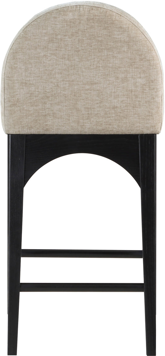 Waldorf Stool - Elegant Chenille Fabric Counter Height Stool with Solid Ash Wood and Black Finish