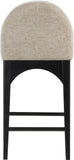 Waldorf Stool - Elegant Chenille Fabric Counter Height Stool with Solid Ash Wood and Black Finish