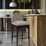 Waldorf Stool - Elegant Chenille Fabric Counter Height Stool with Solid Ash Wood and Black Finish
