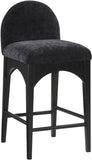 Waldorf Stool - Elegant Chenille Fabric Counter Height Stool with Solid Ash Wood and Black Finish