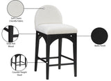 Waldorf Stool - Elegant Chenille Fabric Counter Height Stool with Solid Ash Wood and Black Finish