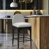 Waldorf Stool - Elegant Chenille Fabric Counter Height Stool with Solid Ash Wood and Black Finish