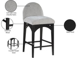 Waldorf Stool - Elegant Chenille Fabric Counter Height Stool with Solid Ash Wood and Black Finish