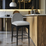 Waldorf Stool - Elegant Chenille Fabric Counter Height Stool with Solid Ash Wood and Black Finish
