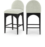 Waldorf Stool - Elegant Chenille Fabric Counter Height Stool with Solid Ash Wood and Black Finish