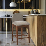 Waldorf Stool - Elegant Art Deco Design with Soft Chenille Upholstery and Solid Ash Wood Frame