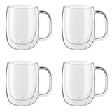 ZWILLING Sorrento Plus 4-pc Double Wall Glass Coffee Mugs, Insulated Coffee Mug, Clear