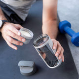 BergHOFF Leo Protein Shaker Bottle With Powder Compartment, 16.9oz., Grey