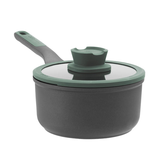BergHOFF Forest Non-stick Cast Aluminum Saucepan 7", 2.1qt. With Glass Lid