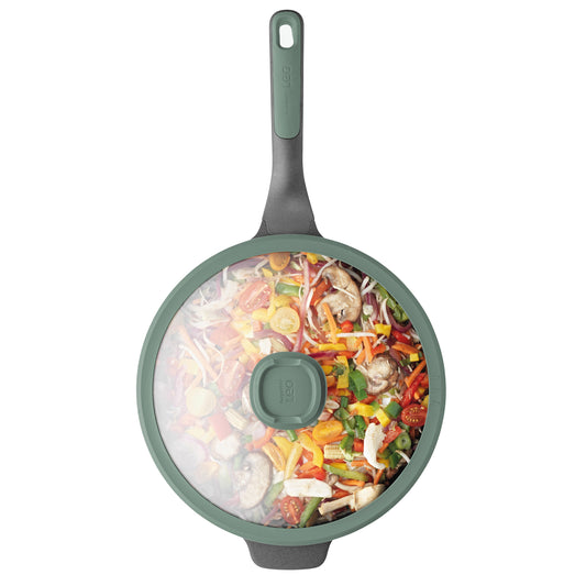 BergHOFF Forest Non-stick Cast Aluminum Wok Pan 11", 4.6qt. With Glass Lid