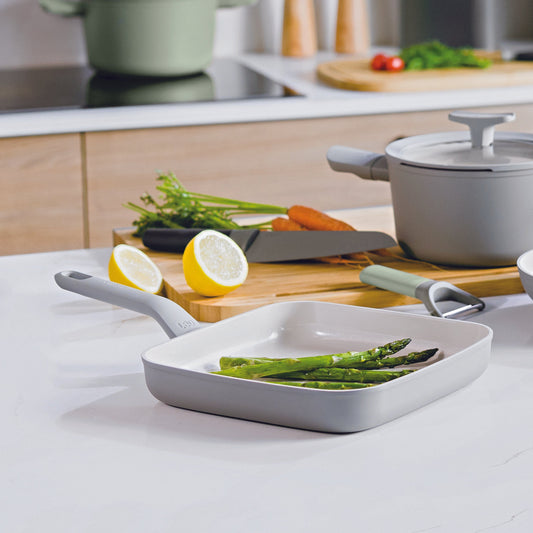 BergHOFF Balance Nonstick Ceramic Grill Pan 10", Recycled Aluminum, Moonmist