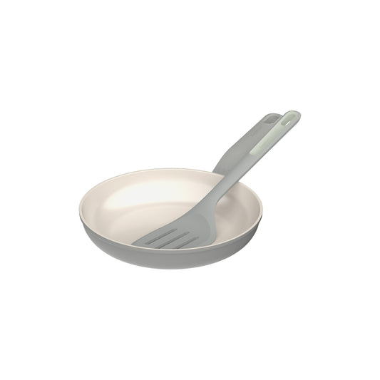 BergHOFF Balance Nonstick Ceramic 2Pc Frying Pan 9.5" and Nylon Turner 13.75", Recycled Aluminum, Moonmist