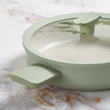 BergHOFF Balance Nonstick Ceramic Sauté Pan (Long Handle) 10.25", 3.1qt. With Glass Lid, Recycled Aluminum, Sage