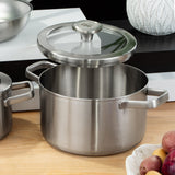 BergHOFF Leo Graphite Recycled 18/10 Stainless Steel Stockpot 8", 3.6qt. With Glass Lid