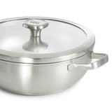 BergHOFF Leo Graphite Recycled 18/10 Stainless Steel Wok Pan 11", 5.2qt. With Glass Lid