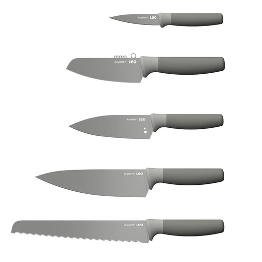 BergHOFF Balance Nonstick Stainless Steel 6Pc Knife Block Set, Recycled Material, Green