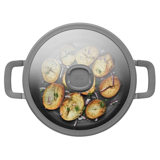 BergHOFF Leo Stone+ Nonstick Ceramic 11" Sauté Pan with Lid 2-handle Recycled, 5qt