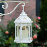 Led White Hexagon Distressed Lantern (Set of 2)