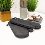 BergHOFF GEM 100% Cotton 2Pc Oven Mitt Set, Black Denim Look