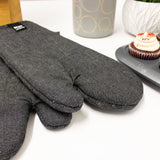 BergHOFF GEM 100% Cotton 2Pc Oven Mitt Set, Black Denim Look