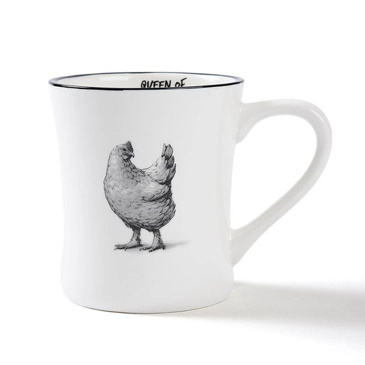 Black & White Gertrude Chicken Ceramic Coffee Mug