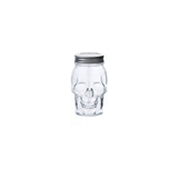 Skull Mason Jar with Lid, 4-Piece Set (2 skull Mason Jars & 2 Lids) 16oz, Clear
