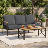 Patio Sofa with Cushions and Coffee Table