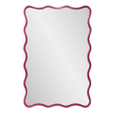 Maya Rectangular Waved Edge Mirror in Glossy Hot Pink