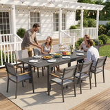 8-Person Aluminum Patio Dining Set, Extendable Table