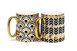Kook Fez Black Gold Coffee Mugs Set of 2, 14.8 oz