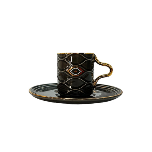 Black Evil Eye Porcelain Coffee Cups Set of 6