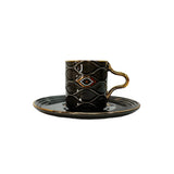 Black Evil Eye Porcelain Coffee Cups Set of 6