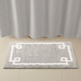 High Pile Bordered Bathroom Rug, Grey