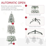 HOMCOM 9ft Pre-Lit Snow-Flocked Slim Douglas Fir Artificial Christmas Tree with Realistic Branches, 550 LED Lights and 988 Tips