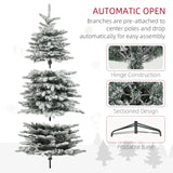 HOMCOM 6.5ft Snow Flocked Artificial Christmas Tree, Pre-Lit Christmas Tree with 400 LED Lights and 990 Branch Tips, Green