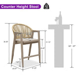 PURPLE LEAF Outdoor Bar Stools Set of 2 – Counter Stools Bar Stools with Aluminum Frame & Backrest for Patio, Kitchen Island & Bistro Stools